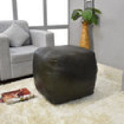 Poufs-Solid Goat Leather Pouf, Handmade (Recycled Cotton Fill), {Square} 14x14x14