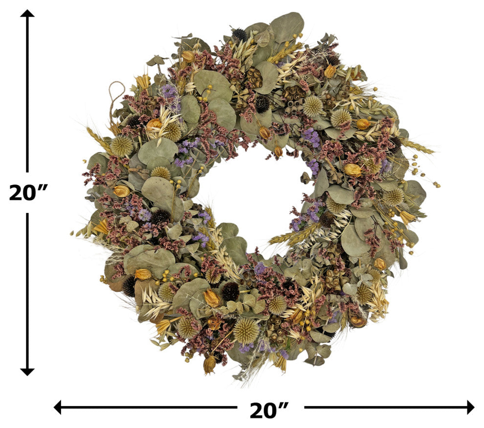 20" Dried Preserved Eucalyptus Mix Wreath