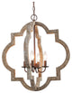 LNC Wood Farmhouse Rustic Lantern Chandeliers, Distressed White, 4 Lights