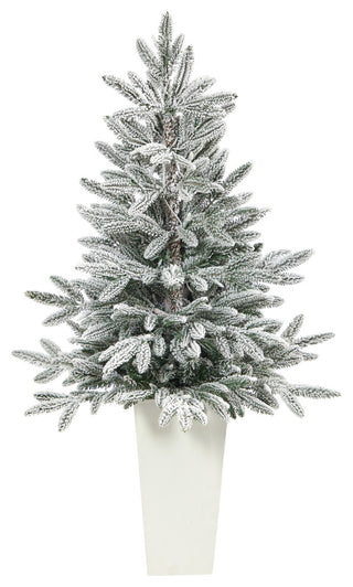 44" Flocked Manchester Spruce Faux Xmas Tree W/Lights & Bendable Branches