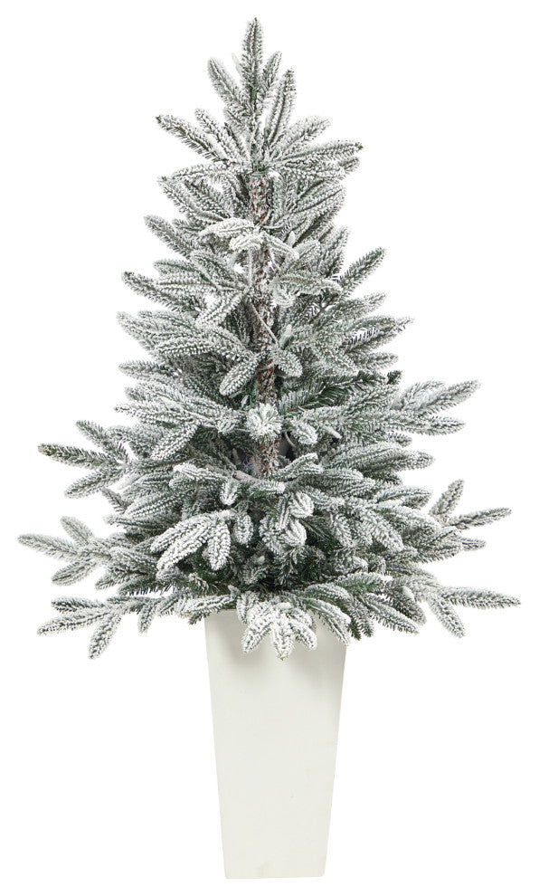 44" Flocked Manchester Spruce Faux Xmas Tree W/Lights & Bendable Branches