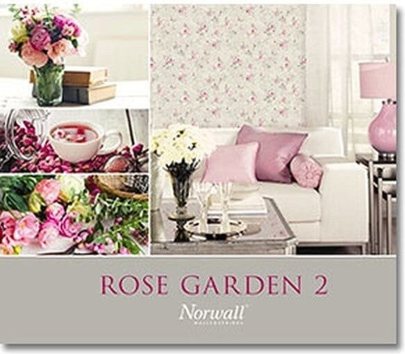 Rose Gardens 2, Romantic Floral Flower White Wallpaper Roll