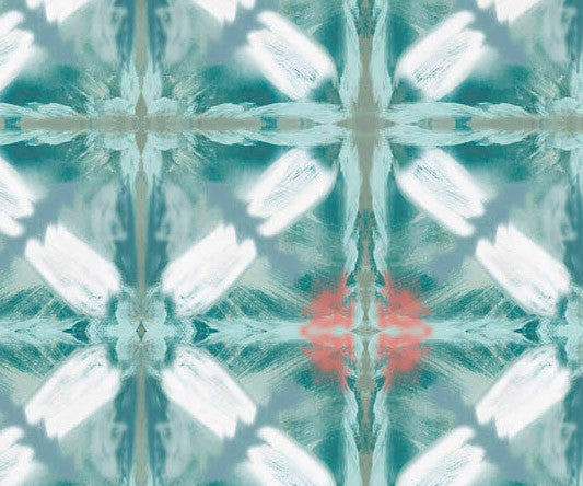 Beach Tile, Geometric Print Beach Towel, Aqua