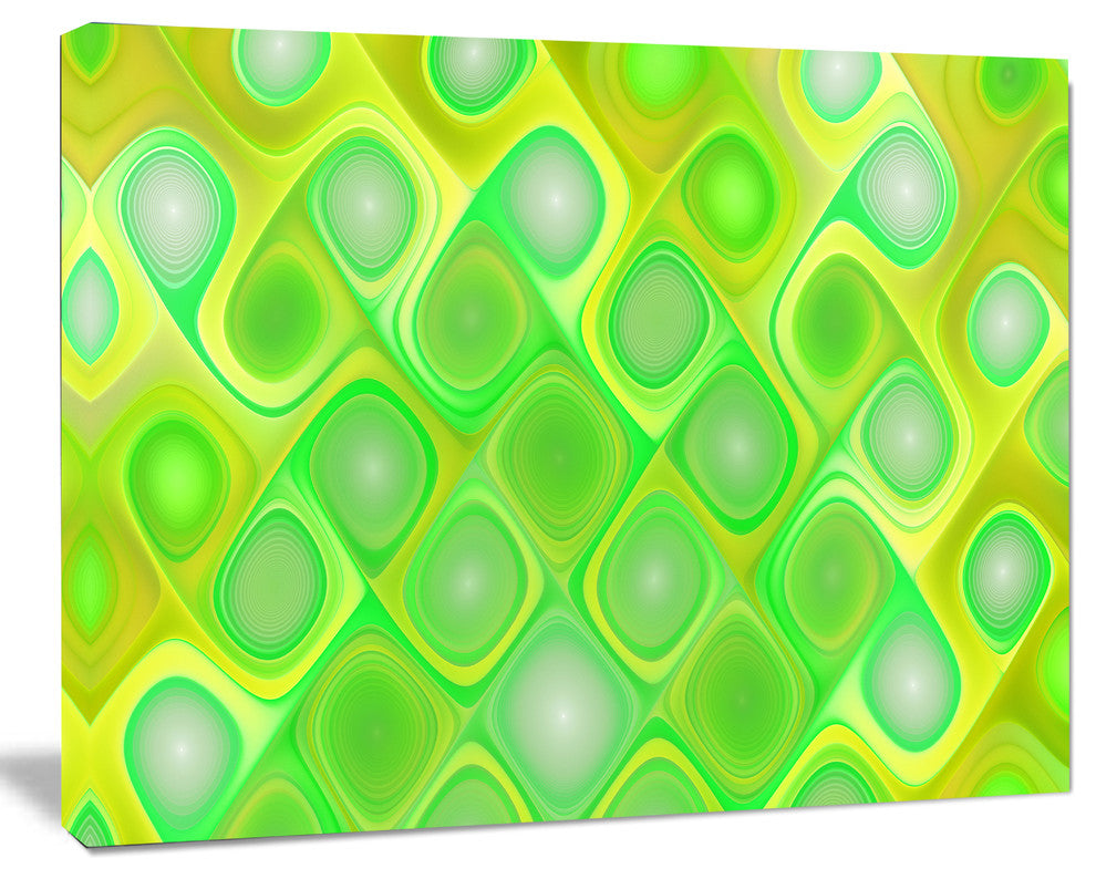 Green Fractal Pattern with Swirls, Abstract Wall Art Canvas, 20x12