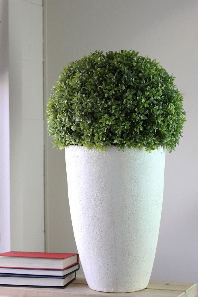27" Artificial Boxwood Plant in Decorative Stone Look Ceramic Pot