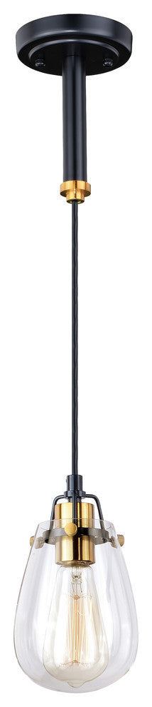 Kassidy 1-Light Dual Mount Pendant/Wall Sconce, Black and Natural Brass