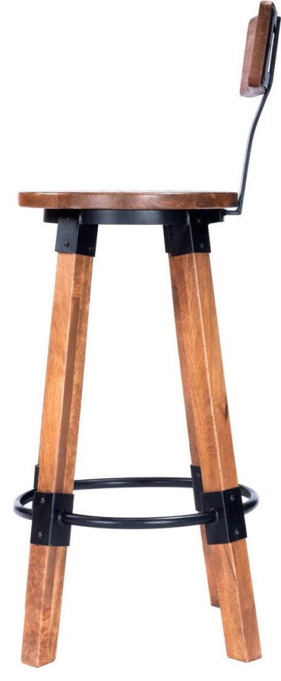 Bar Stool Industrial Chic Distressed Textured Mango Iron