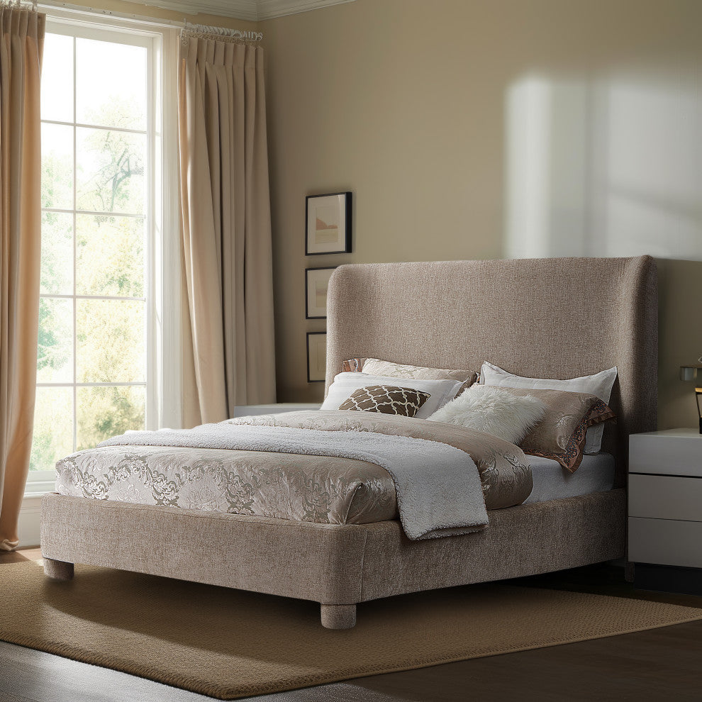 Penny Bed, Beige, King, Chenille Fabric