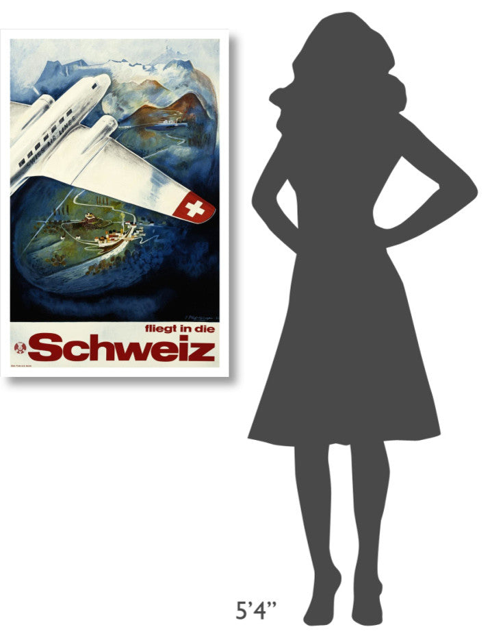 "Fliegt in die Schweiz" Digital Paper Print by Eugen HÃŒ_felfinger, 25"x38"