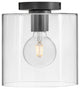 Lark Pippa 8.5" Flush Mount Ceiling Light, Black + Clear Glass Shade