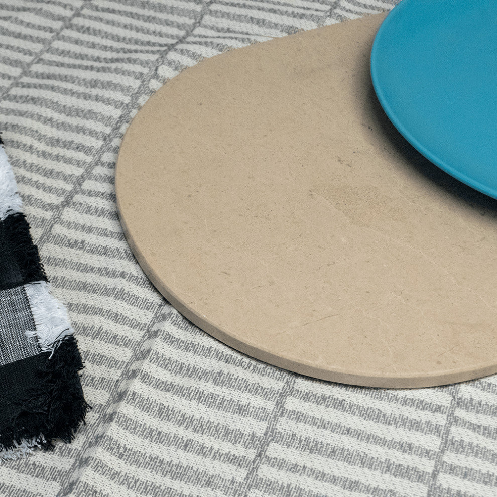 Polished Marble Table Place Mat Khuzda, Oval Shaped With Desert Sand Finish