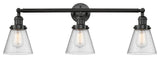 Small Cone 3-Light Bath Fixture, Seedy Glass, Matte Black