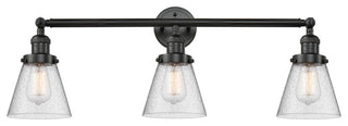 Small Cone 3-Light Bath Fixture, Seedy Glass, Matte Black
