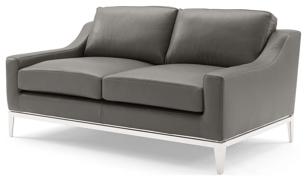 Armchair and Loveseat Sofa Set, Leather, Gray, Modern, Lounge Hospitality