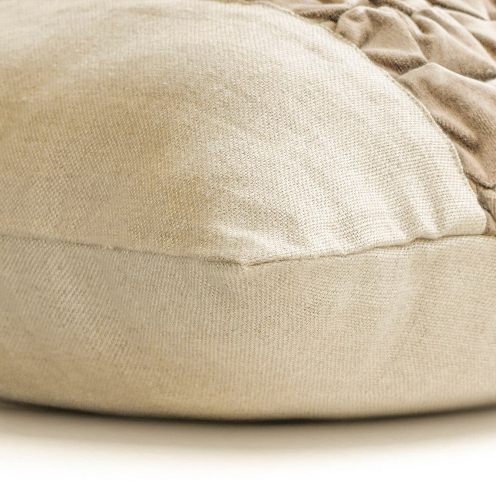 Brown Velvet & Linen Patchwork, 26"x26" Throw Pillow Cover - Velvet Knottingham