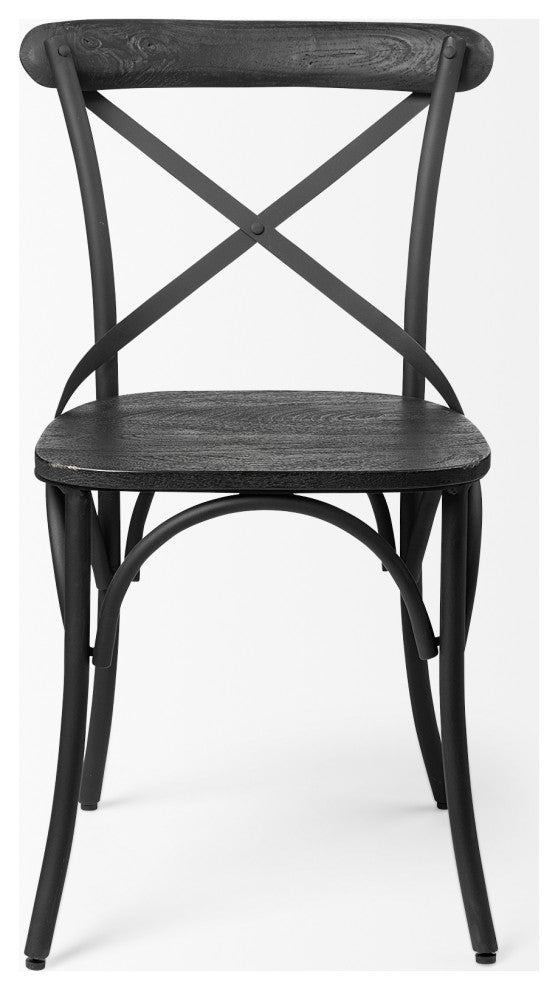 Etienne Black Solid Wood Seat With Black Iron Frame Dining Chair (Set of 2)