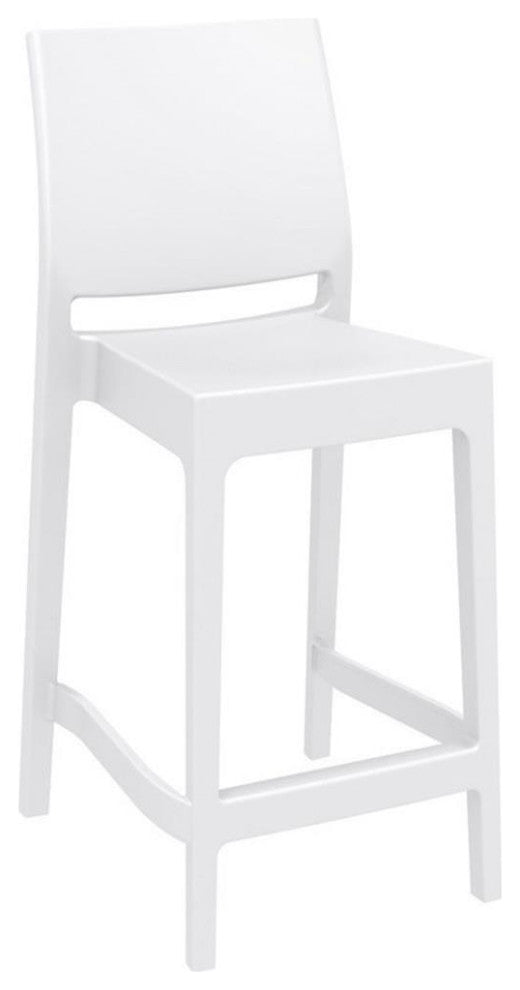 Home Square Resin 29.5" Barstool in White - Set of 2