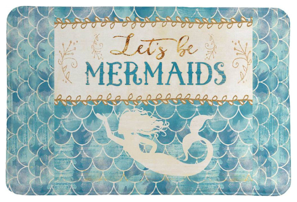 Laural Home Lets Be Mermaids Memory Foam Rug