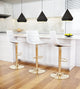 Bar Stool Chair Barstool, Steel Metal, Fabric, White, Gold, Kitchen Cafe Bistro