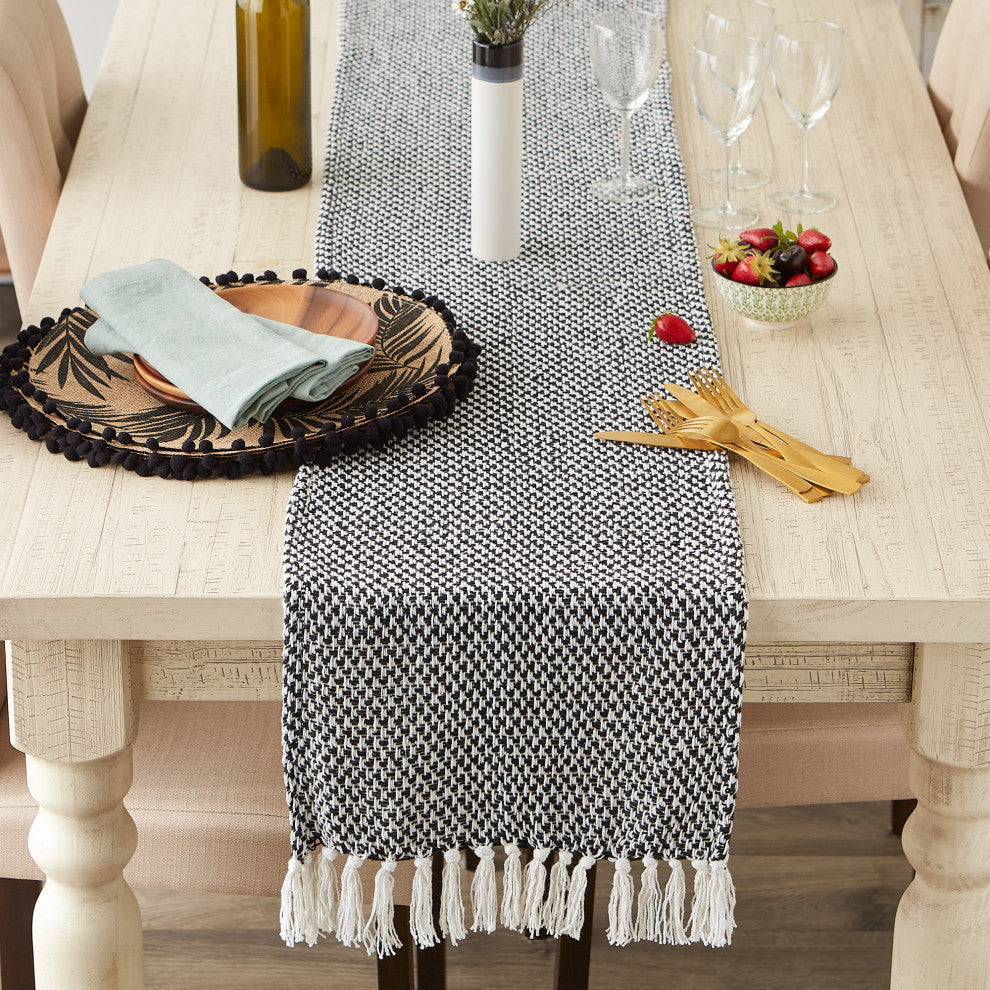 Black Woven Table Runner 15x72
