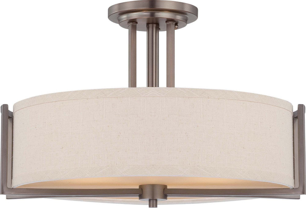 Nuvo 3-Light Gemini Close-to-Ceiling Light Fixture, Hazel Bronze