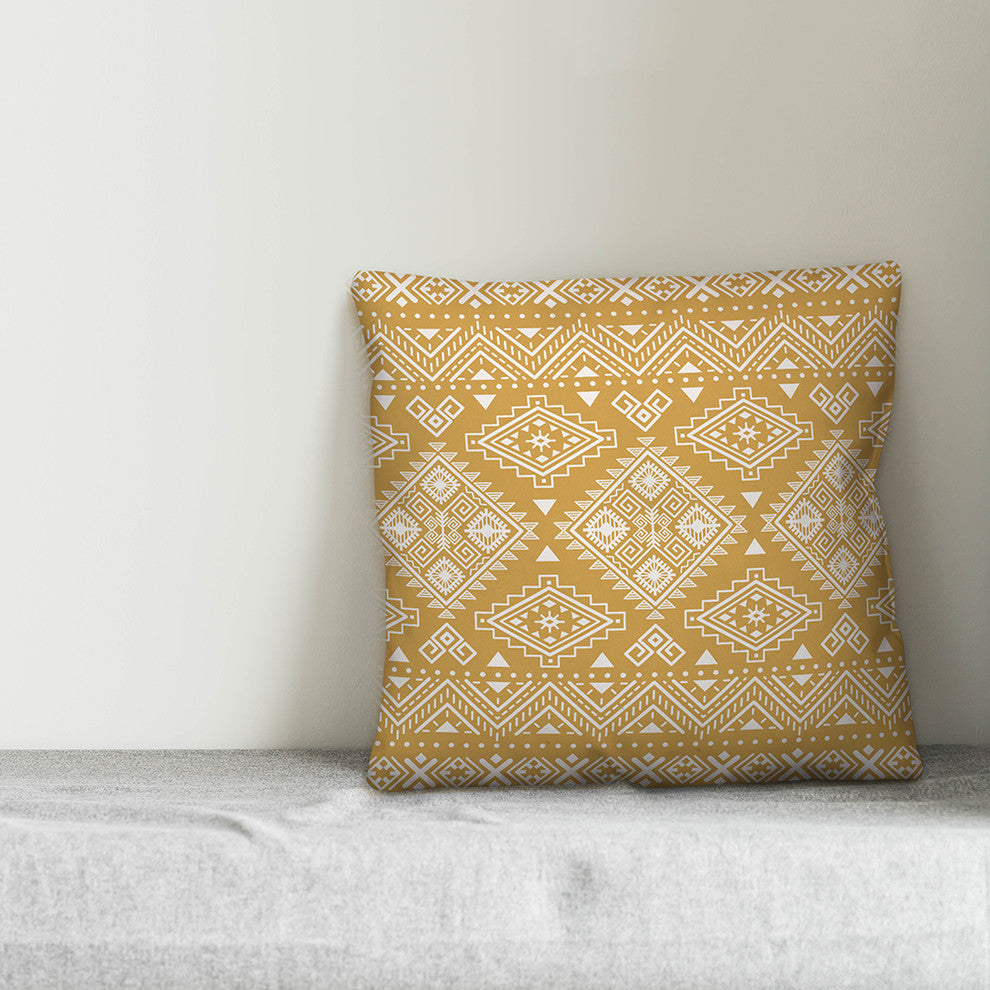 Mustard Tribal 20x20 Throw Pillow