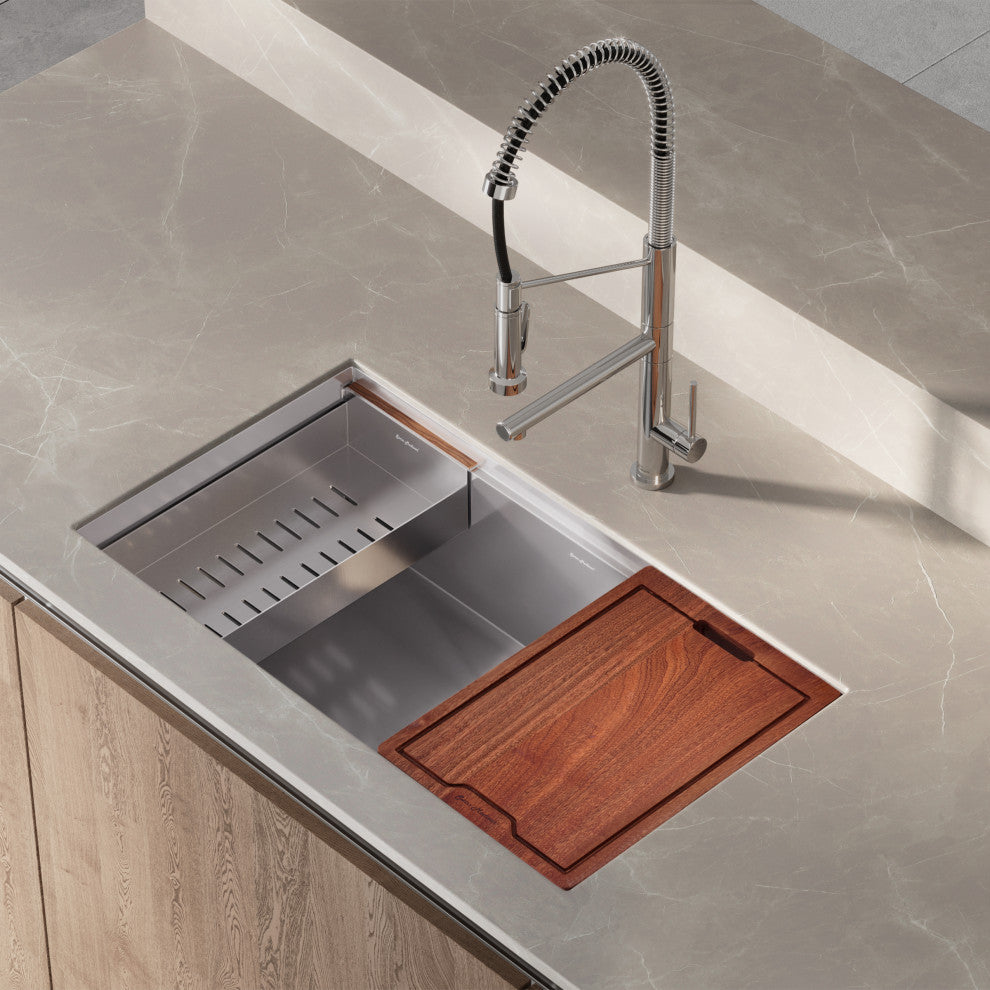 Rivage 33x19" Single Basin Undermount Kitchen Workstation Sink