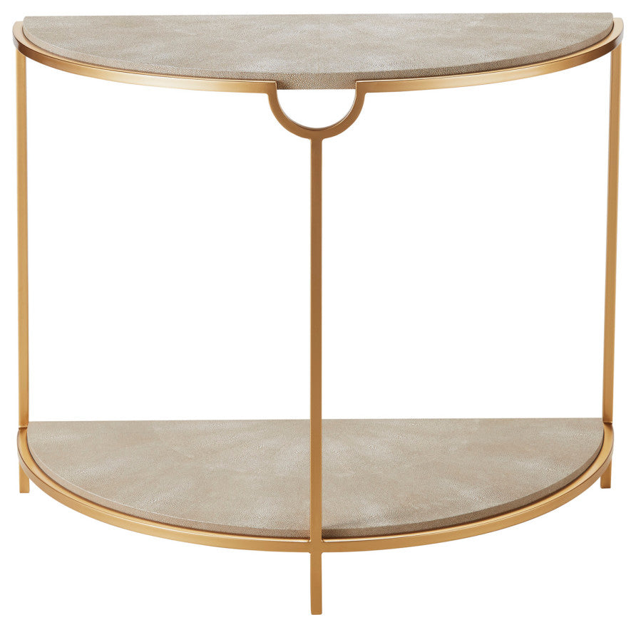 Half Moon Cream Shagreen Console Table, Andrew Martin Elise