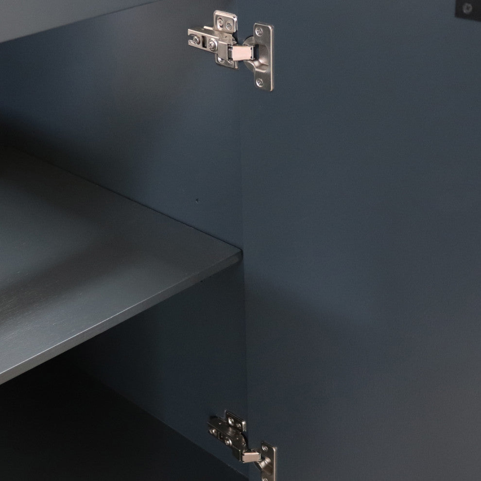 39" Single Sink Vanity, Dark Gray With White Composite Granite Sink Top