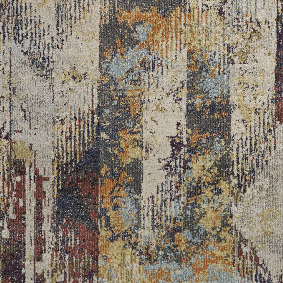 HomeRoots 7' Round Champagne Abstract Indoor Area Rug