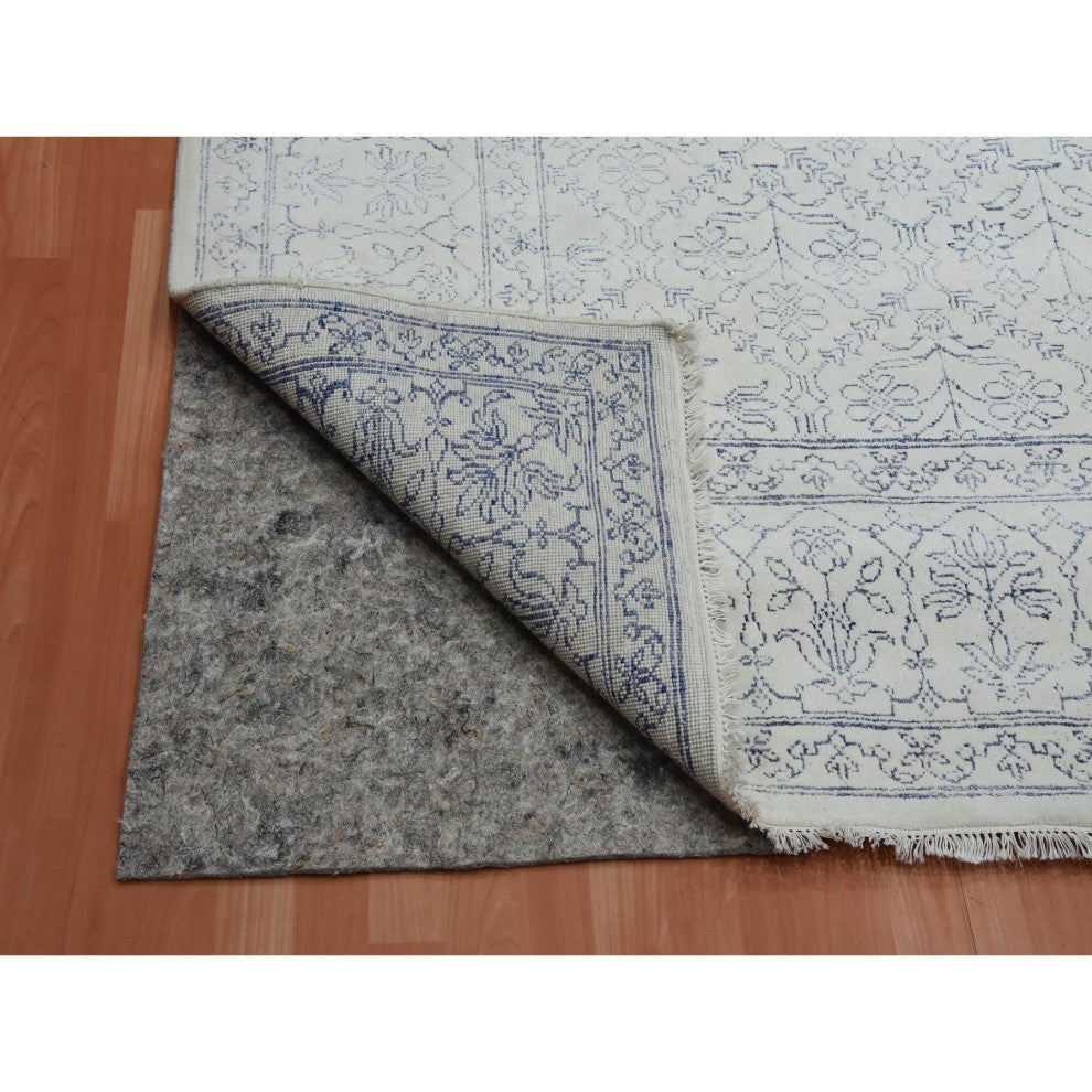 Ivory, Hand Knotted 100% Cotton, Agra Design Oriental Rug, 9'1"x11'10"