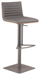 Mid Century Modern Bar Stool, Armless Channel Tufted PU Leather Seat, Grey