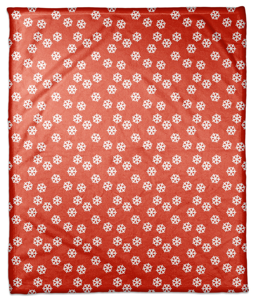 Red Snowflakes Pattern Fleece Blanket
