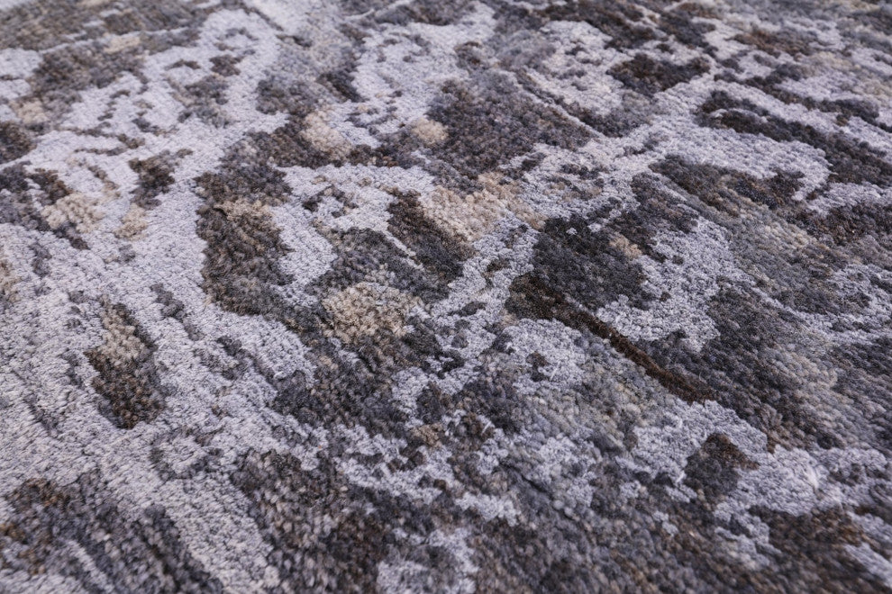 Runner Wool and Silk Modern Hand-Knotted Rug 2' 7" X 11' 10" Q10333