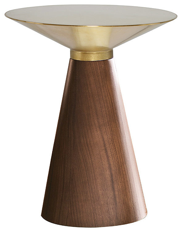 Iris 20-inch Side Table in Walnut and Brushed Gold