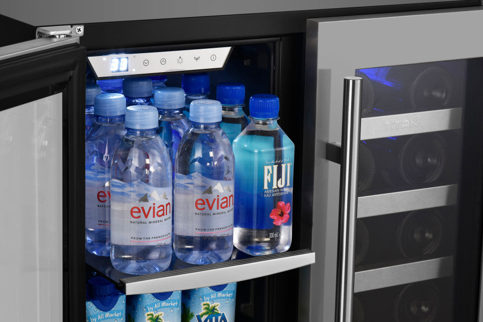 Titan Transcend 24 inch 64 Can 20 Bottle Dual Zone Beverage and Wine Cooler