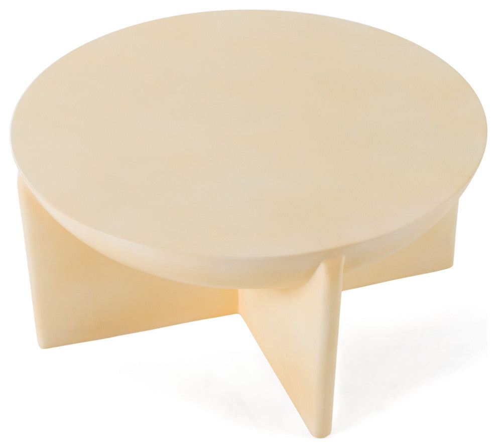 Modrest Elsa Modern Beige Concrete Round Coffee Table