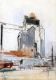 Preston Dickinson Grain Elevators, 18"x27" Wall Decal