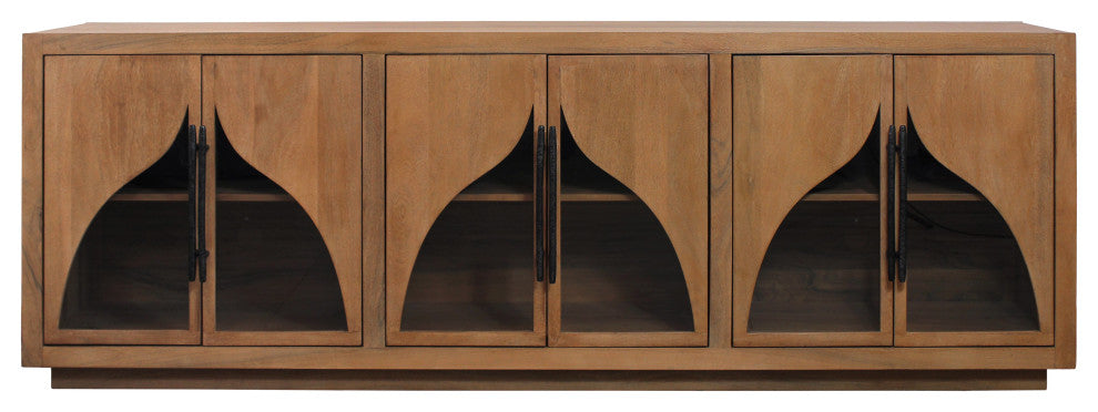 Kate 6-Door Solid Wood Sideboard With Acacia Wood, Natural Finish