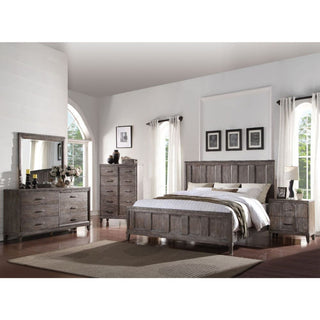 Olive Raised Panel Platform Bed, Oak, Queen