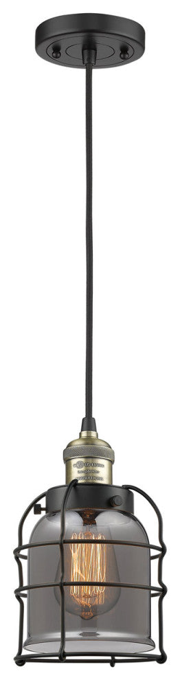 Innovations 201C-BAB-G53-CE Bell Cage 1 Light Mini Pendant, Black Antique Brass