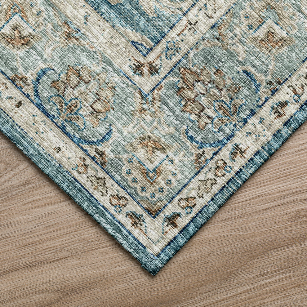 Indoor/Outdoor Marbella MB5 Mediterranean Machine Washable 8' x 8' Round Rug