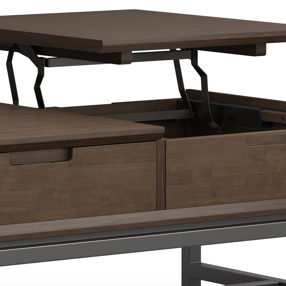 Banting Solid Hardwood Lift Top Coffee Table, Walnut Brown