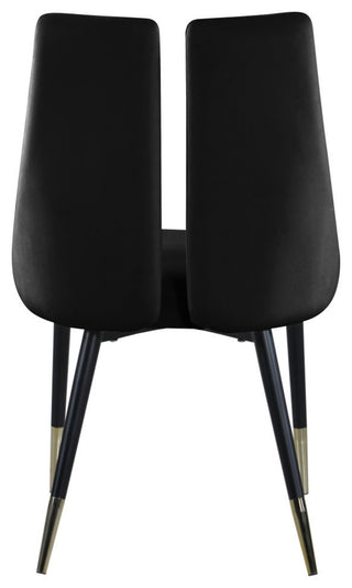 Sleek Velvet Upholstered Dining Chair (Set of 2), Black