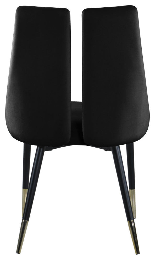 Sleek Velvet Upholstered Dining Chair (Set of 2), Black