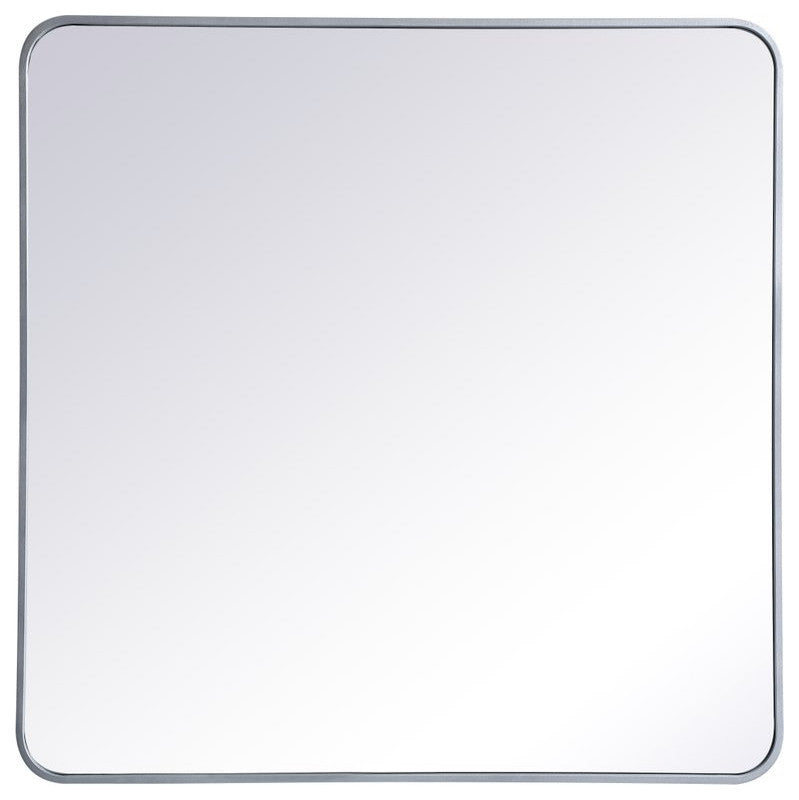Ellis Soft Corner Metal Rectangular Mirror, Silver, 36"x36"