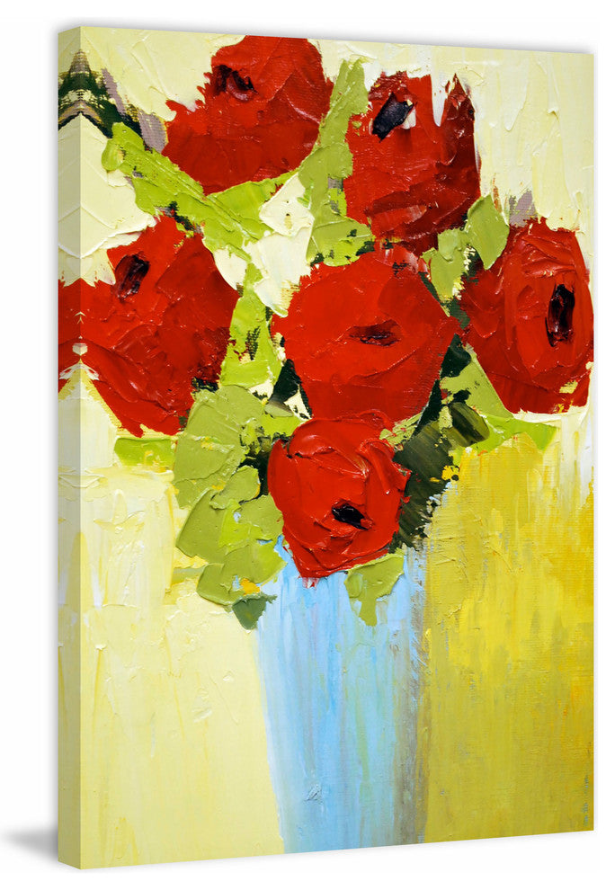 "Bouquet of Red" Painting Print on Wrapped Canvas, 12"x18"