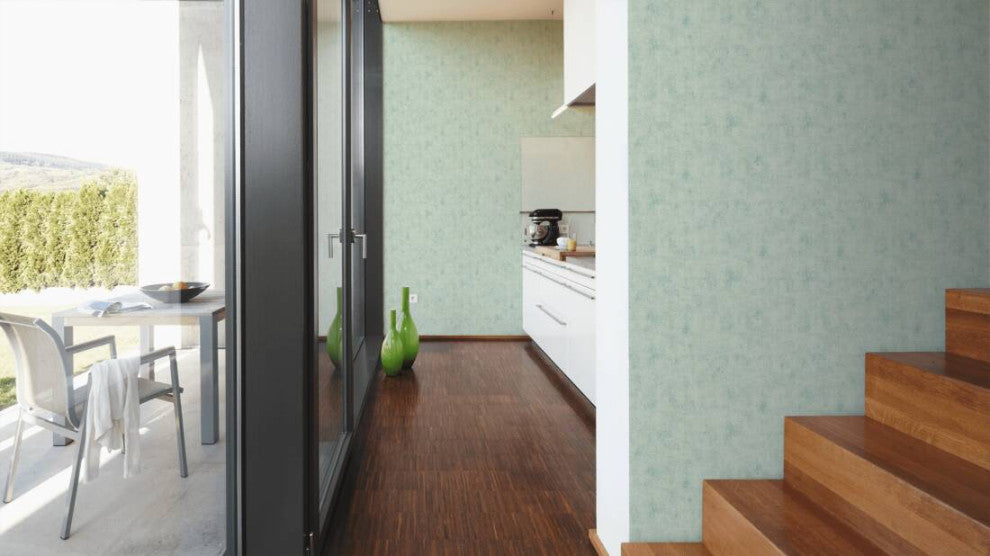 Plain Textured Wallpaper, Random Grainy Spots, 374168, Green Blue, 1 Roll