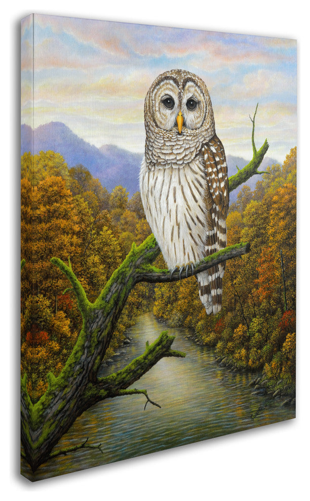 Robert Wavra 'Barred Owl' Canvas Art, 35" x 47"