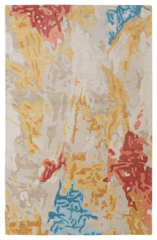 Weave & Wander Everley Wool Rug, Sunny Yellow/Sky Blue, Rug, 4'x6'